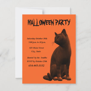 Black Cat Invitation Card Template
