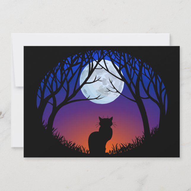 Black Cat Invitations Personalised Halloween Cards (Front)