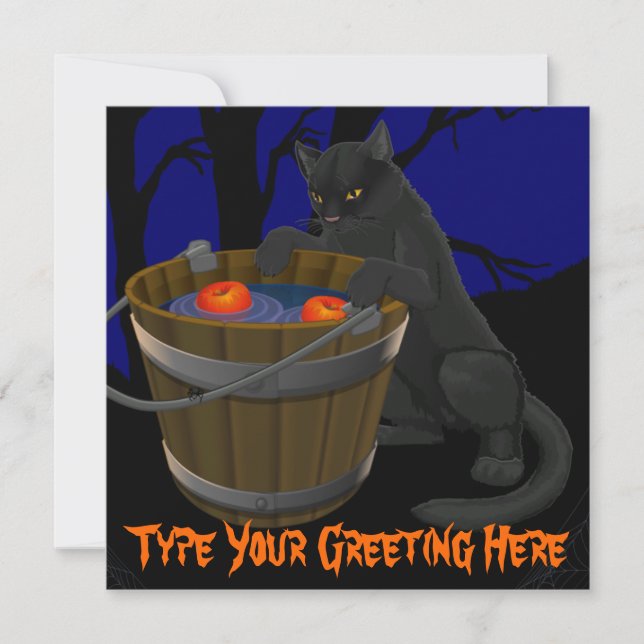 Black Cat Invitations Personalised Halloween Cards (Front)