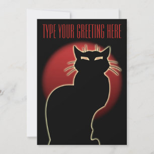 Black Cat Invitations Personalised Halloween Cards