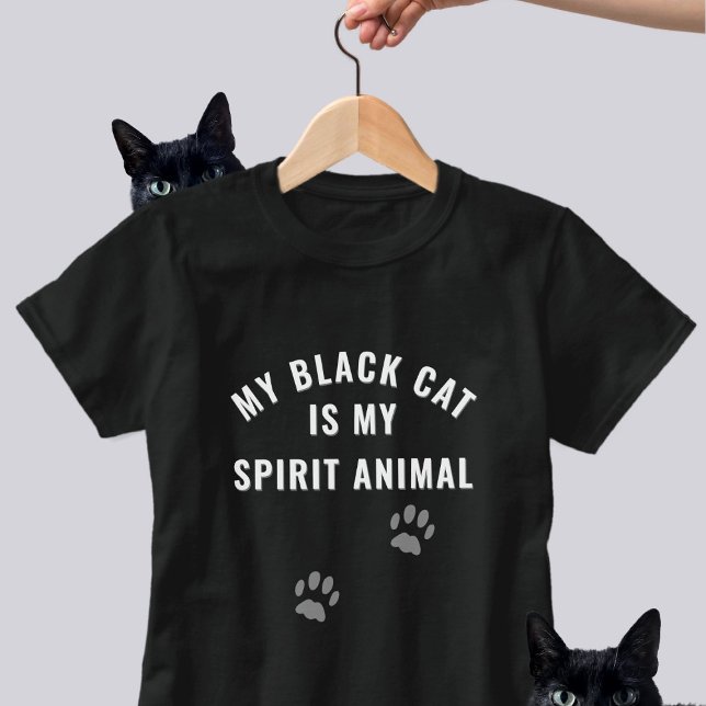 Black Cat is my Spirit Animal Funny Slogan T-Shirt (If your black cat is your spirit animal, this is the t-shirt to wear)