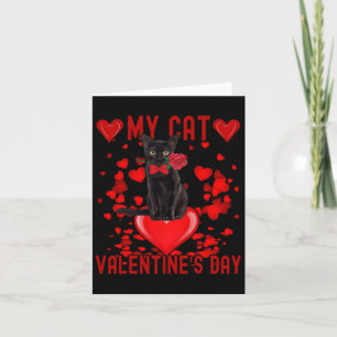 Black Cat Is My Valentine Red Hearts Valentines Da Card