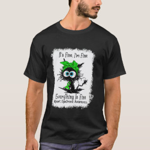 Black Cat Its Fine I'm Fine Alport Syndrome Bleach T-Shirt