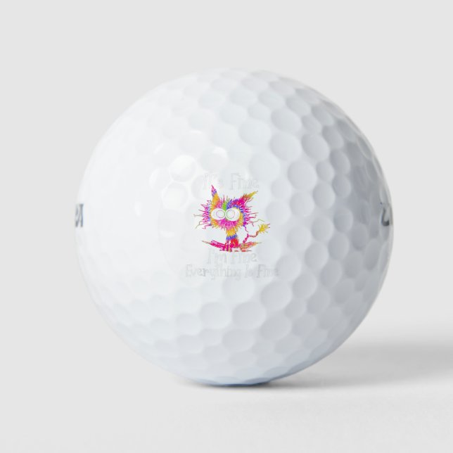 Black Cat It's Fine I'm Fine Everything Is Fine Ti Golf Balls (Front)