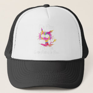 Black Cat It's Fine I'm Fine Everything Is Fine Ti Trucker Hat