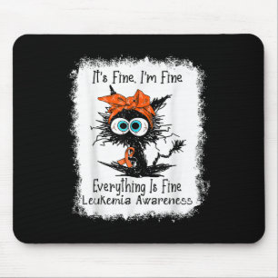 Black Cat Its Fine Im Fine Leukaemia Awareness Ble Mouse Mat