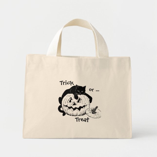 Black Cat & Jack O' Lantern Trick or Treat Bag (Front)