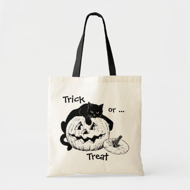 Black Cat & Jack O' Lantern Trick or Treat Bag (Front)