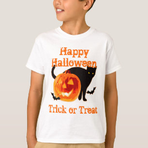 black cat & jack-o-lantern trick or treat T-Shirt