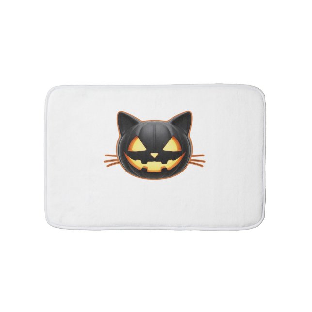Black Cat Jack o'Lantern Emoji Classic T-Shirt Bath Mat (Front)