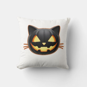 Black Cat Jack o'Lantern Emoji Classic T-Shirt Cushion