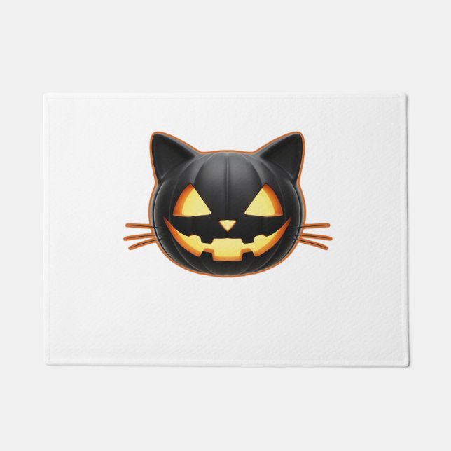 Black Cat Jack o'Lantern Emoji Classic T-Shirt Doormat (Front)