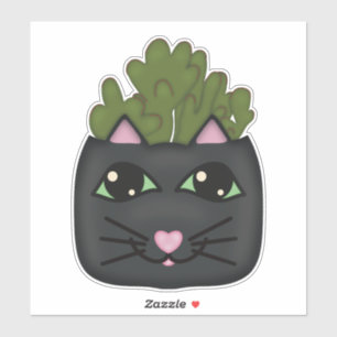 Black Cat Jade Plant Planter Sticker
