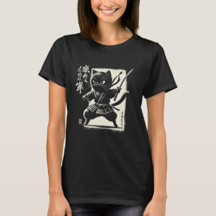 Black Cat Japanese Samurai Warrior Ninja Japan Mum T-Shirt