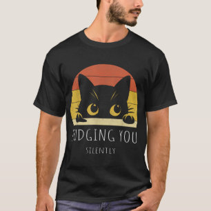 Black Cat Judging You Silently Sarcastic Cat T-Shirt