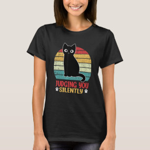 Black Cat Judging You Silently Sarcastic Retro T-Shirt