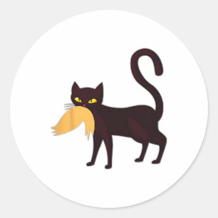 Black Cat Kamala Harris With Trump Hair Sarcastic Classic Round Sticker