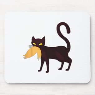 Black Cat Kamala Harris With Trump Hair Sarcastic Mouse Mat