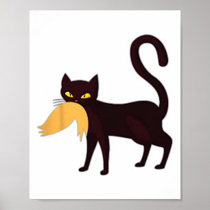 Black Cat Kamala Harris With Trump Hair Sarcastic Poster