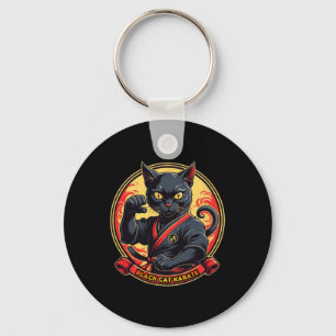 Black Cat Karate For Men Women Kids Key Ring