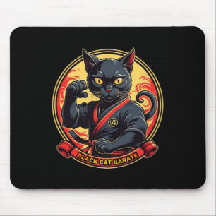 Black Cat Karate For Men Women Kids Mouse Mat