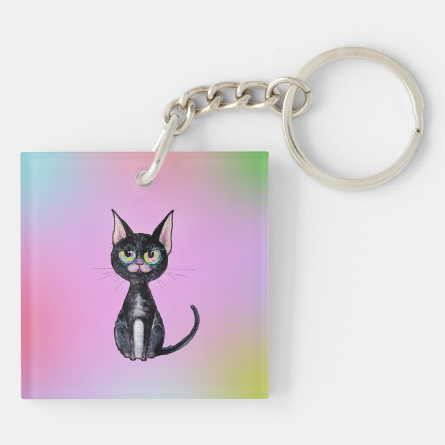 Black Cat Key Ring (Back)