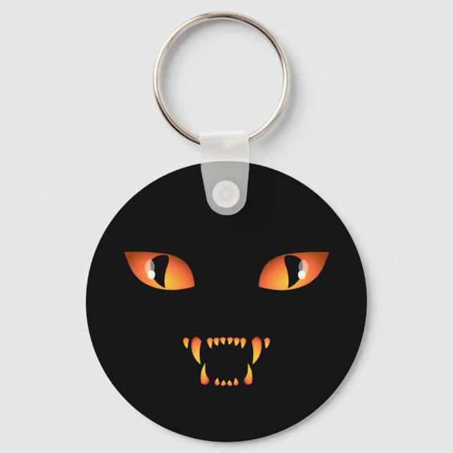 Black Cat Keychain Cat Halloween Keychains (Front)