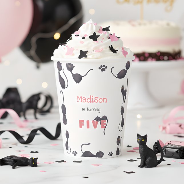 Black cat kids birthday paper cups (Creator Uploaded)