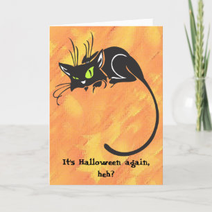 Black Cat Kids Halloween Card