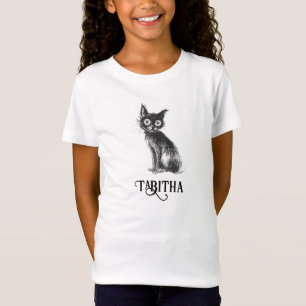 Black Cat Kids Halloween Personalised Fun T-Shirt