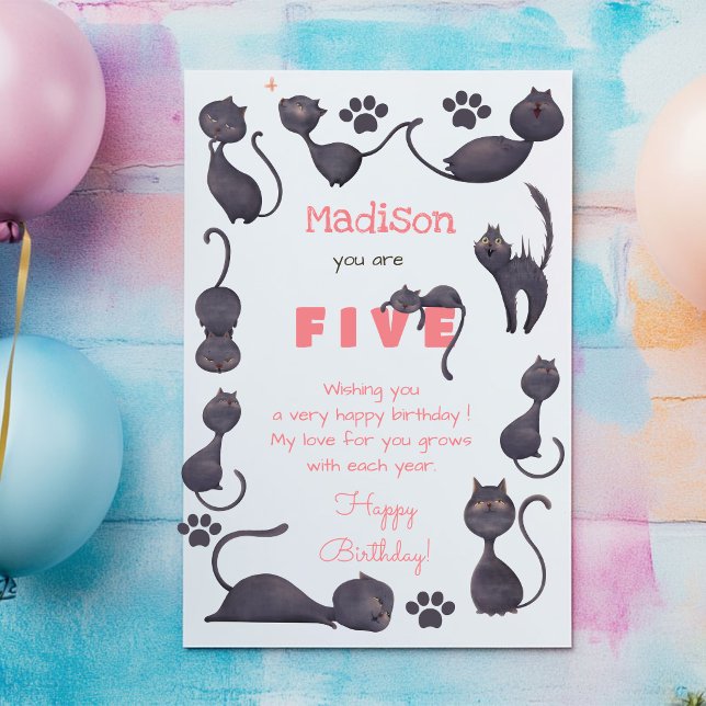 Black cat kids happy birthday card (Creator Uploaded)
