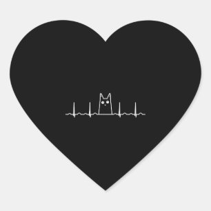 black cat kids heartbeat gift heart sticker