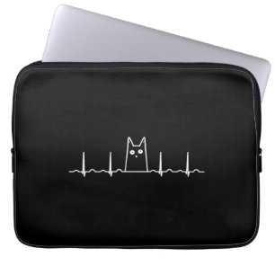 black cat kids heartbeat gift laptop sleeve