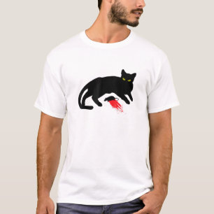 Black Cat Killer Instincts Dead Mouse Punk Goth T-Shirt