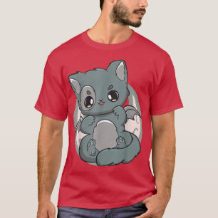 Black Cat Kitten Cute Chibi Anime Neko Pastel Goth T-Shirt