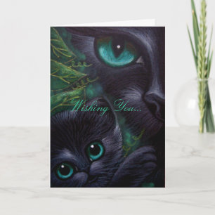 Black Cat & Kitten - Holiday Card