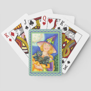 BLACK CAT KITTENS & WITCH HAPPY HALLOWEEN PLAYING CARDS