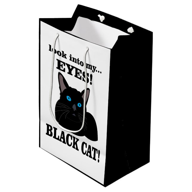 Black Cat Kitty Animal Lover Black Cat Medium Gift Bag (Front Angled)