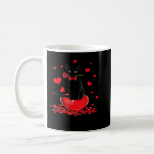 Black Cat Kitty Valentines Day Boys Girls Valentin Coffee Mug