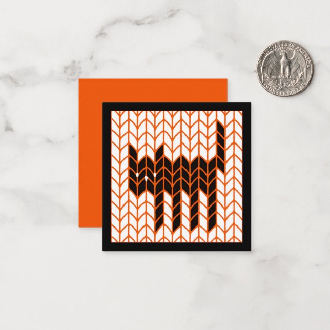 BLACK CAT KNIT 2.5" Square Flat Halloween Card III (Front/Back In Situ)