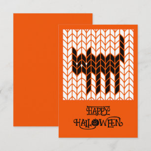 BLACK CAT KNIT 3x5 Flat Halloween Card II