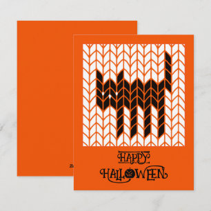 BLACK CAT KNIT 4.25x5.5 Flat Halloween Card II