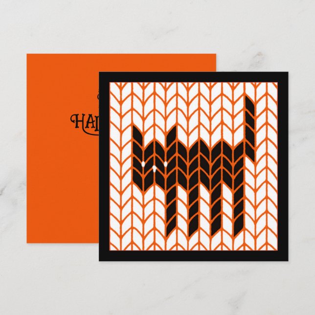BLACK CAT KNIT 5.25" Square Flat Halloween Card II (Front/Back)