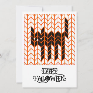 BLACK CAT KNIT 5x7 Flat Halloween Card