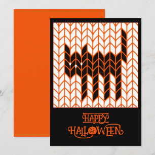 BLACK CAT KNIT 5x7 Flat Halloween Card III