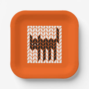 BLACK CAT KNIT 7" Square Paper Plates II