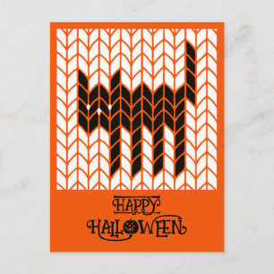 BLACK CAT KNIT Halloween Postcard II