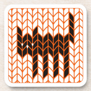 BLACK CAT KNIT Hard Plastic Coasters