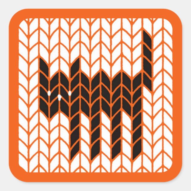 BLACK CAT KNIT Large Square Stickers II (Front)