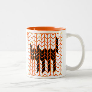 BLACK CAT KNIT Orange Two-Tone Mug
